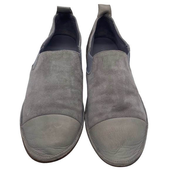 Vince Shoes Gray Leather Suede Slip On Flats Casual Italy Womens Cap Toe Sz 7.5 - Picture 3 of 8
